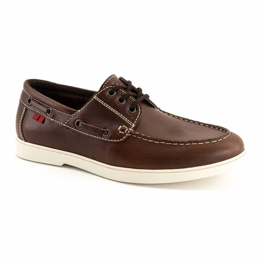 NEW ANDREA men’s leather boat shoe in dark brown